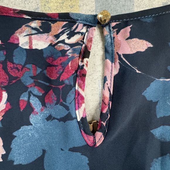 Thalia & Sodi Floral Neck Gold Link Long Sleeve Blouse Women's XL - Picture 9 of 16